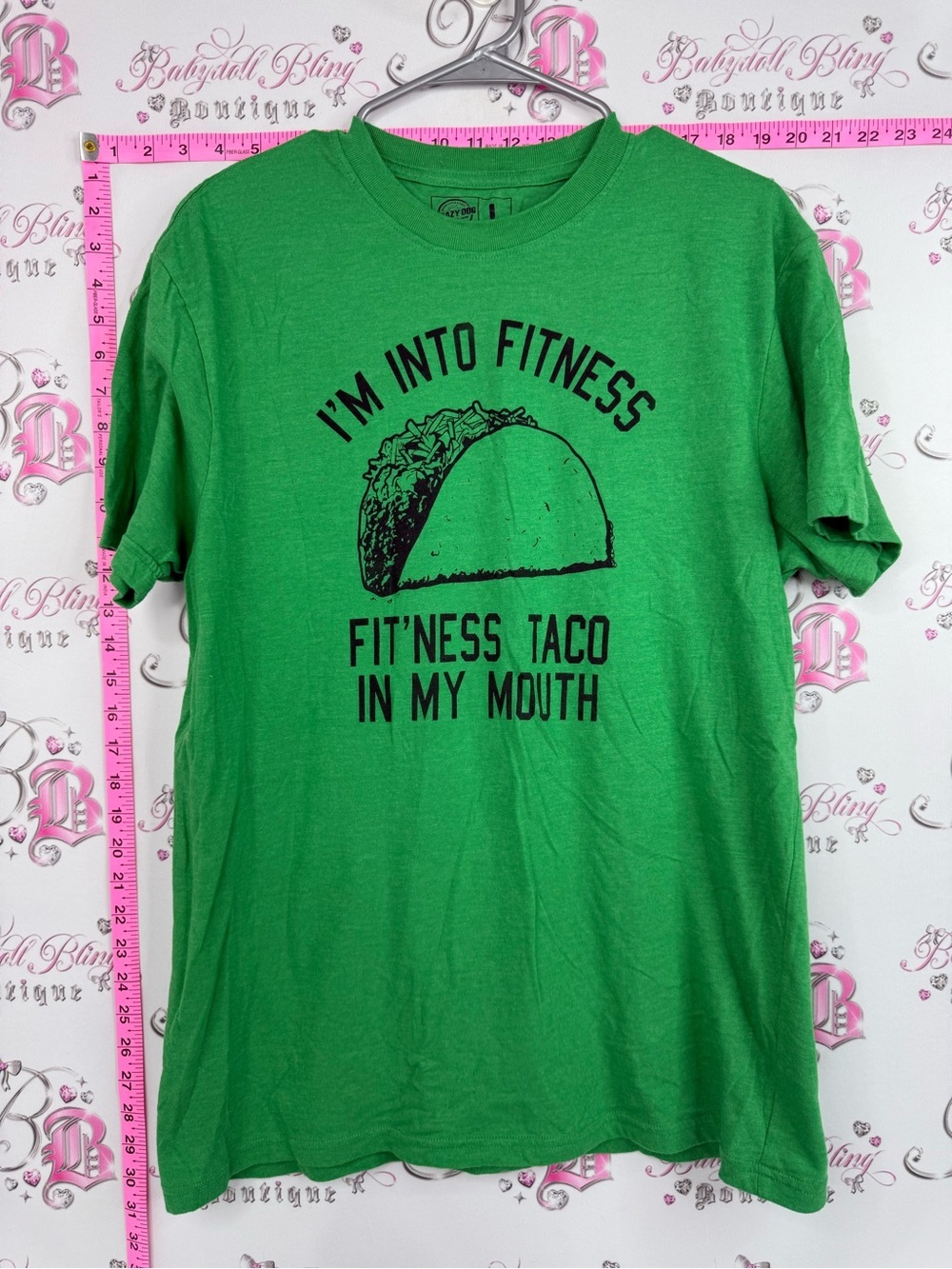 Crazy Dog T-Shirts Green "I'm Into Fitness" Taco Graphic Tee
